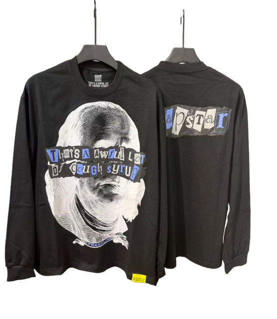 Franklin Portrait Letter Print Long Sleeve T-Shirt 2 colors 28673525