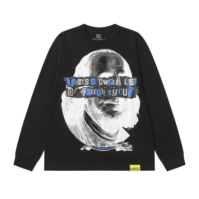 Franklin Portrait Letter Print Long Sleeve T-Shirt 2 colors 28673525