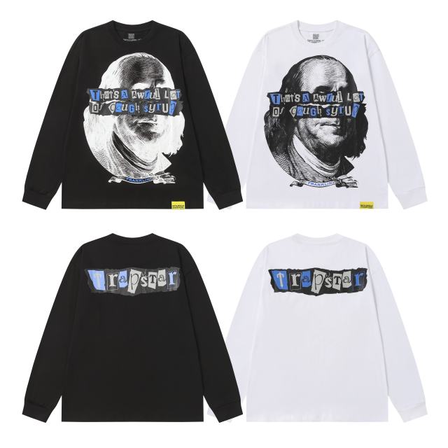 Franklin Portrait Letter Print Long Sleeve T-Shirt 2 colors 28673525