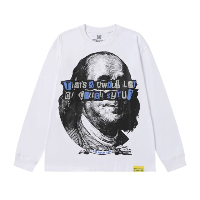 Franklin Portrait Letter Print Long Sleeve T-Shirt 2 colors 28673525
