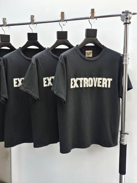 1:1 Top Quality 28321426 Extrovert Letter Print Washed Version Tee