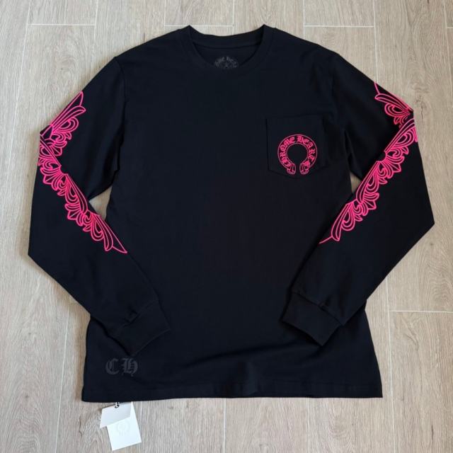 1:1 Top Quality CH Black Pink Long Sleeve T-Shirt