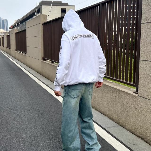 1:1 Top Quality CH White Banner Logo Hoodie