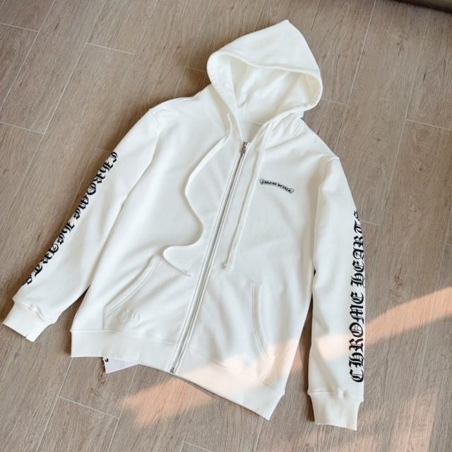 1:1 Top Quality CH White Banner Logo Hoodie