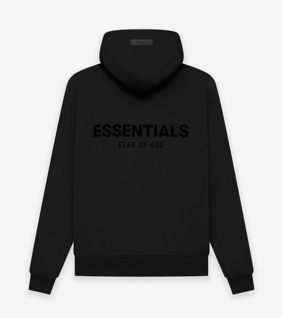 Fear of God Essentials FOG Black Flocking Hoodie (Black/Gray)