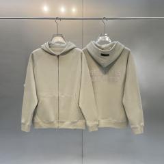 Fear of God Flocking Zip up Hoodie Beige Olive Black