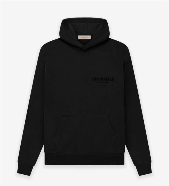 Fear of God Essentials FOG Black Flocking Hoodie (Black/Gray)