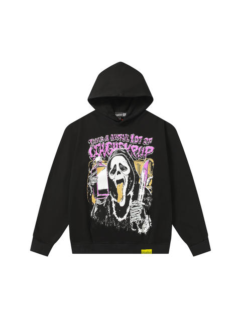 Skull Purple Letter Print Hoodie 28661086