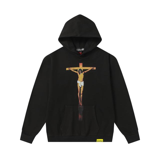 Cross Jesus Print Contrast Color Letter Hoodie 28680614