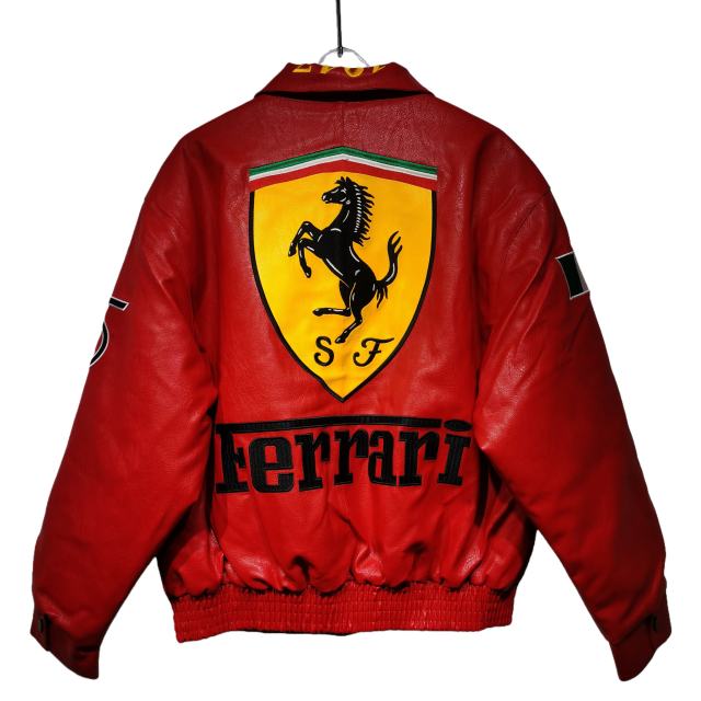 Ferrari Red Steed Embroidered Leather Jacket 28702275