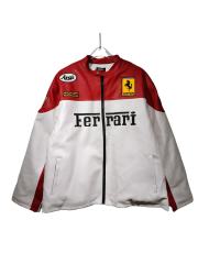 Red and White Zebra-striped Embroidered Leather Jacket 28702273