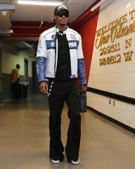 Blue and White Patterned COMPAQ Embroidered Leather Jacket 28702274