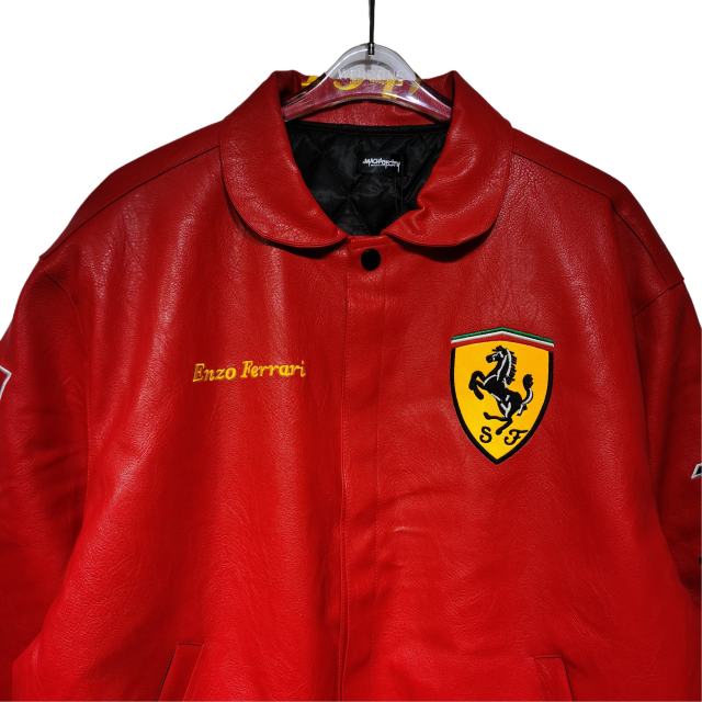 Ferrari Red Steed Embroidered Leather Jacket 28702275