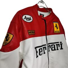 Red and White Zebra-striped Embroidered Leather Jacket 28702273