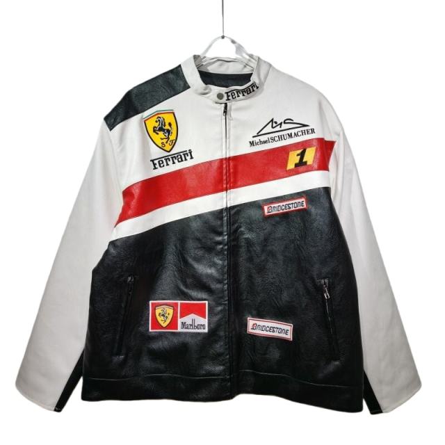 Ferrari Logo Motorcycle Riding Leather Jacket 28635779