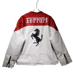 Red and White Zebra-striped Embroidered Leather Jacket 28702273