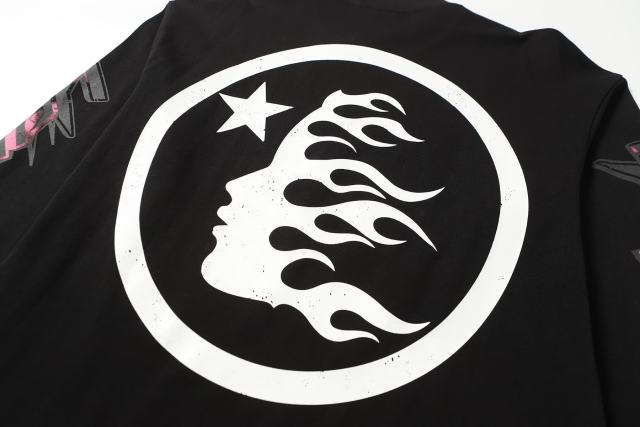 Pink Logo Black Flame Print Long Sleeve T-Shirt 2 colors 28704411