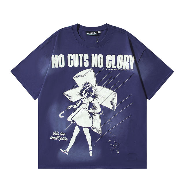 Rain-Soaked Little Girl Print Washed Version Tee 28704430