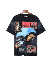 Character Print Washed Version Reversible Distressed Tee 28596852