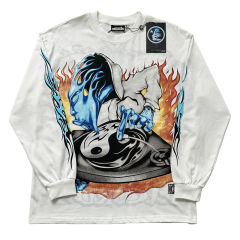 Tai Chi Symbol Print Reversible Long Sleeve T-Shirt 28596847