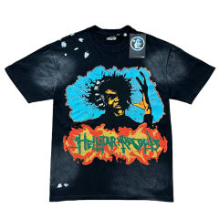 Color Rhinestone Letter Portrait Print Washed Version Tee 28636654
