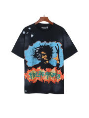 Color Rhinestone Letter Portrait Print Washed Version Tee 28636654