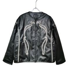 Demon Skull Embroidery Motorcycle Leather Jacket 28630928
