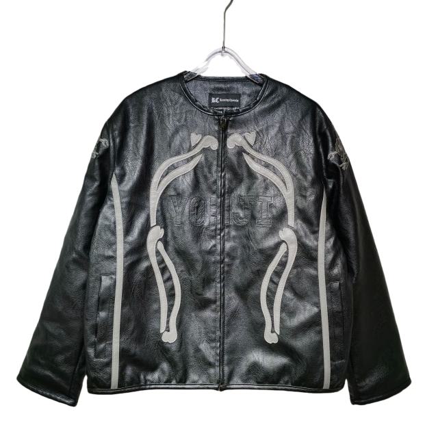 Demon Skull Embroidery Motorcycle Leather Jacket 28630928