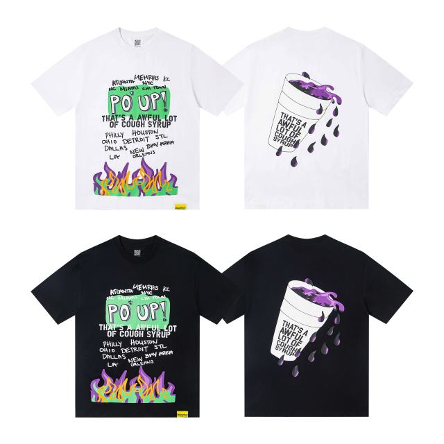 Spilled Syrup Bottle Flame Print Tee 2 colors 28703189