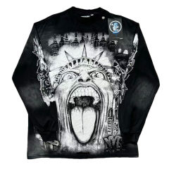 Parody Statue Print Washed Version Distressed LongSleeve T-Shirt 28620247