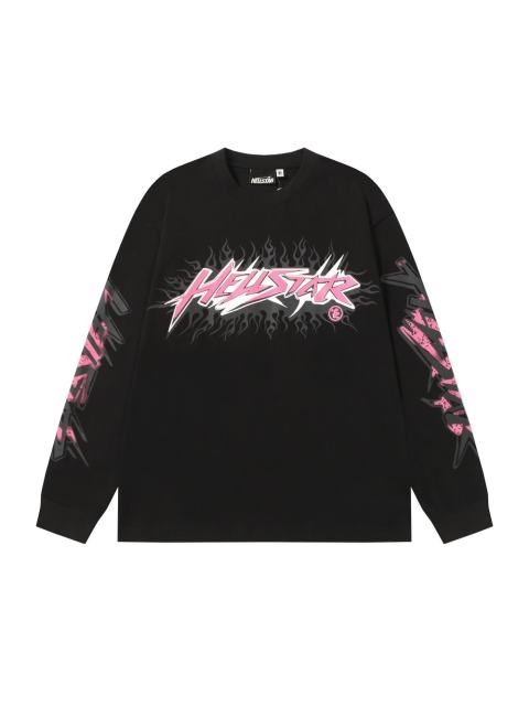 Pink Logo Black Flame Print Long Sleeve T-Shirt 2 colors 28704411