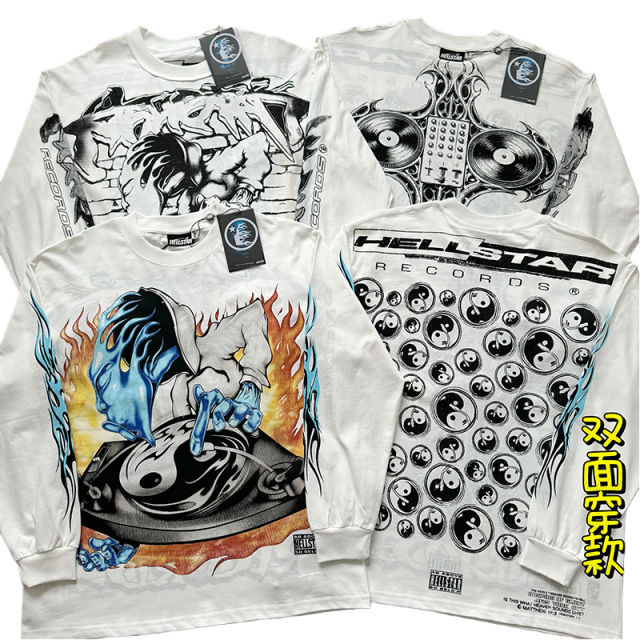 Tai Chi Symbol Print Reversible Long Sleeve T-Shirt 28596847