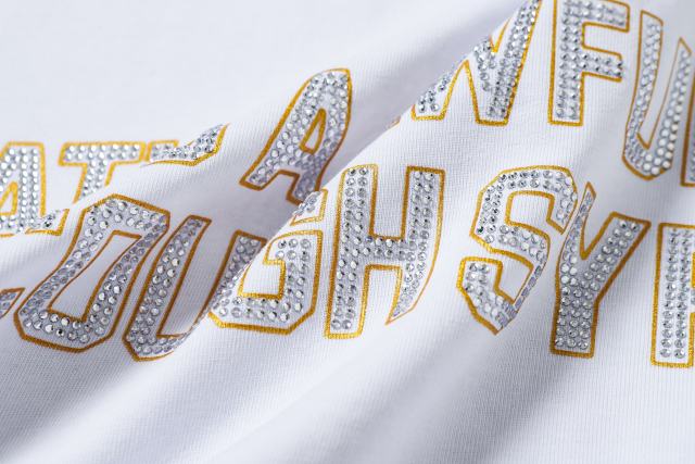 Rhinestone Letter Back Dollar Sign Print Tee 28702266