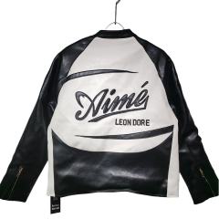ALD LEON DORE Black and White Leather Jacket