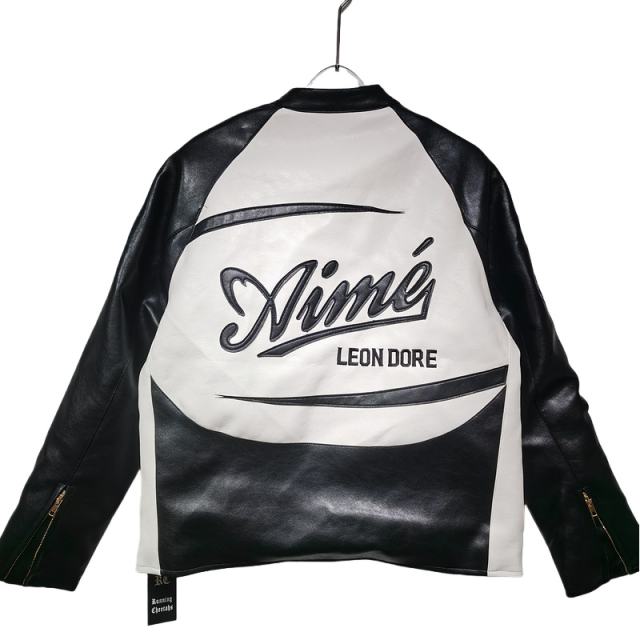 ALD LEON DORE Black and White Leather Jacket