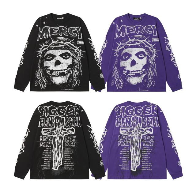 Thorn Flower Ring Saint Print Long Sleeve T-Shirt 2 colors 28704407