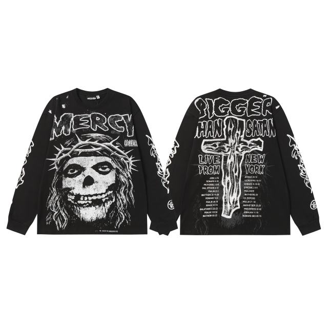Thorn Flower Ring Saint Print Long Sleeve T-Shirt 2 colors 28704407