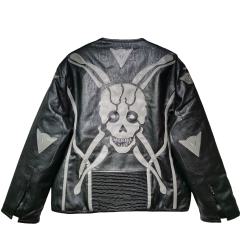 Demon Skull Embroidery Motorcycle Leather Jacket 28630928