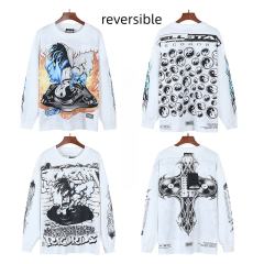 Tai Chi Symbol Print Reversible Long Sleeve T-Shirt 28596847