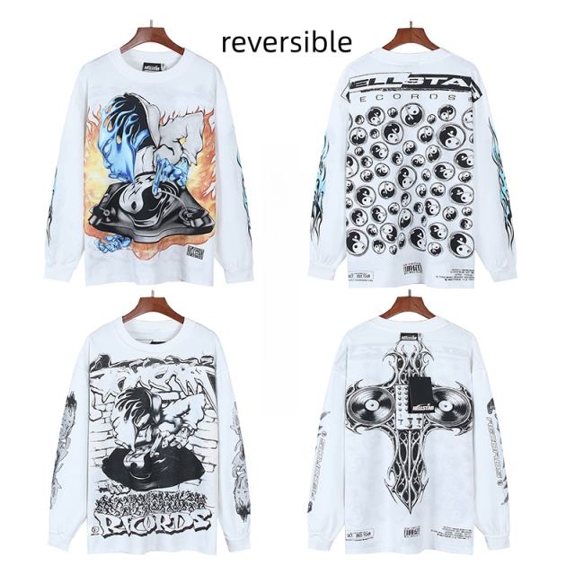 Tai Chi Symbol Print Reversible Long Sleeve T-Shirt 28596847