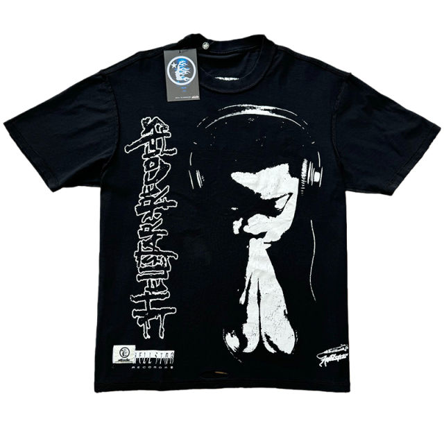 Character Print Washed Version Reversible Distressed Tee 28596852