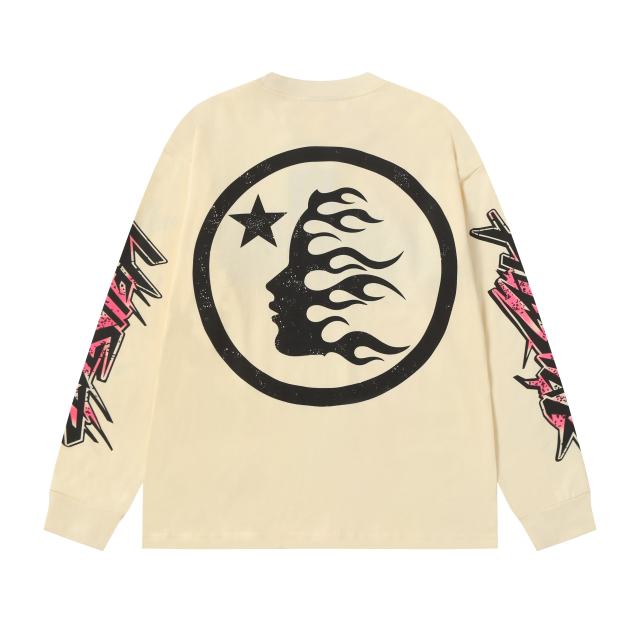 Pink Logo Black Flame Print Long Sleeve T-Shirt 2 colors 28704411