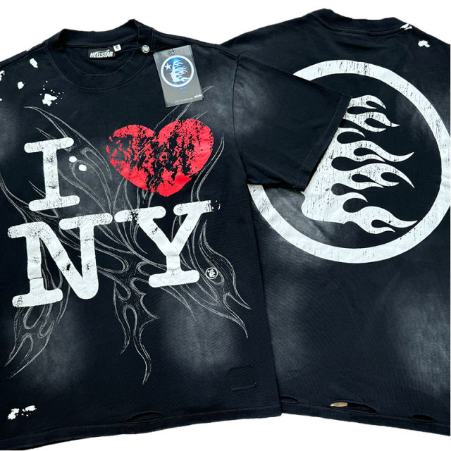 Cracked Letter Print Washed Version Distressed Tee 28515200
