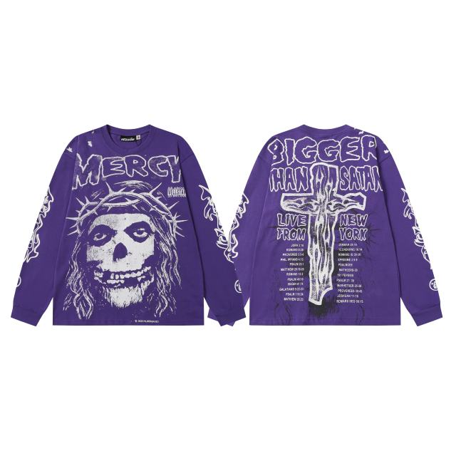 Thorn Flower Ring Saint Print Long Sleeve T-Shirt 2 colors 28704407