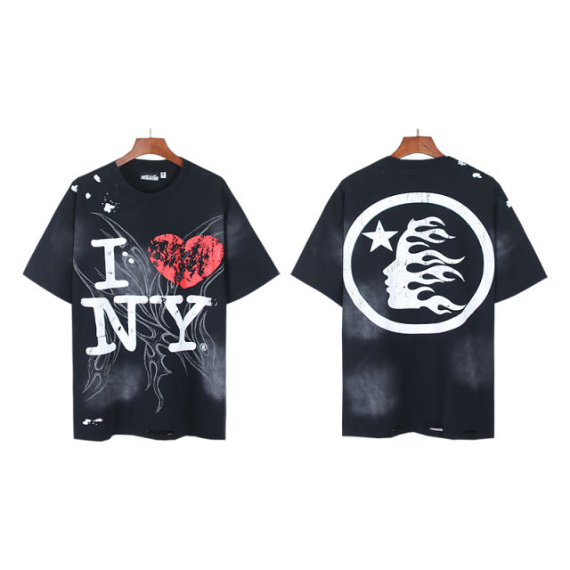 Cracked Letter Print Washed Version Distressed Tee 28515200