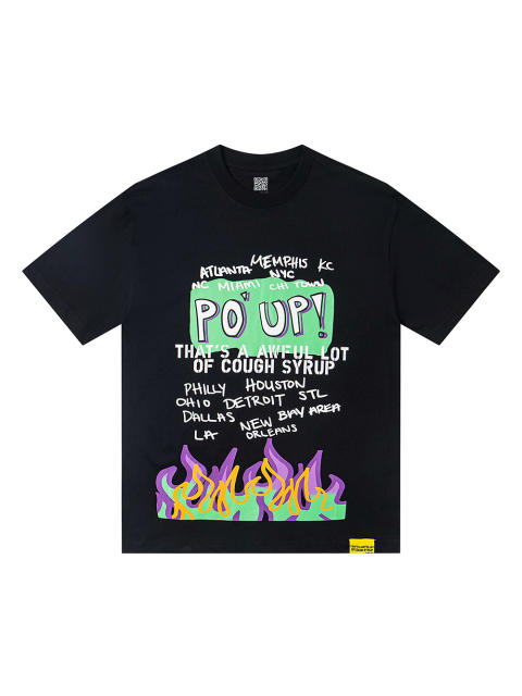 Spilled Syrup Bottle Flame Print Tee 2 colors 28703189