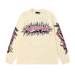 Pink Logo Black Flame Print Long Sleeve T-Shirt 2 colors 28704411