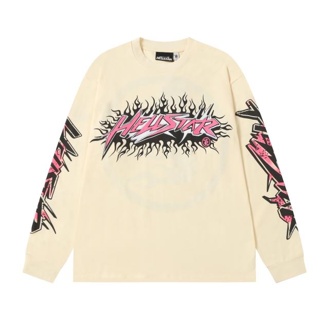 Pink Logo Black Flame Print Long Sleeve T-Shirt 2 colors 28704411