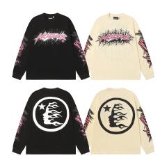 Pink Logo Black Flame Print Long Sleeve T-Shirt 2 colors 28704411