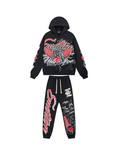 Street Graffiti Print Hoodie & Pants Set 3 colors 28594833